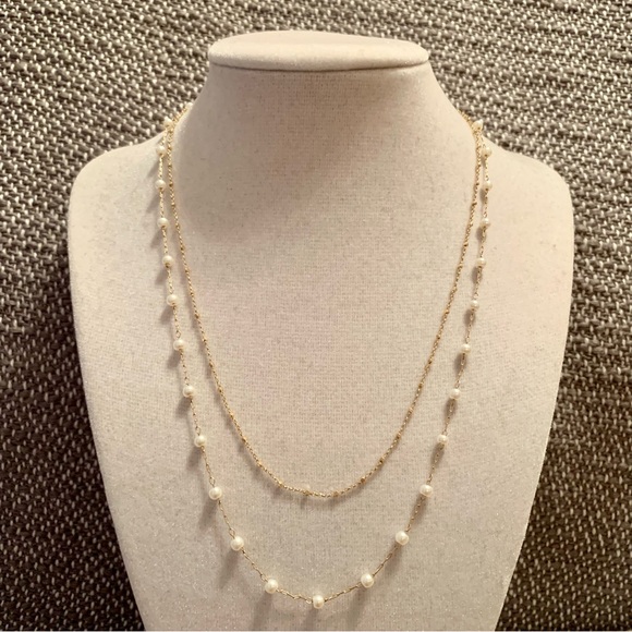 Jewelry - Gold Tone Pearl-Like Layered Necklace